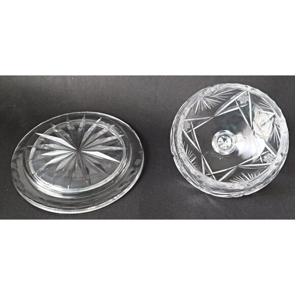 Vintage Pinwheel Crystal Covered Butter Dish / Cheese Dish - Picture 3 of 6